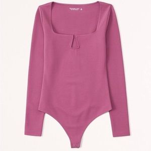 Abercrombie & Fitch Raspberry Pink Long Sleeve Bodysuit